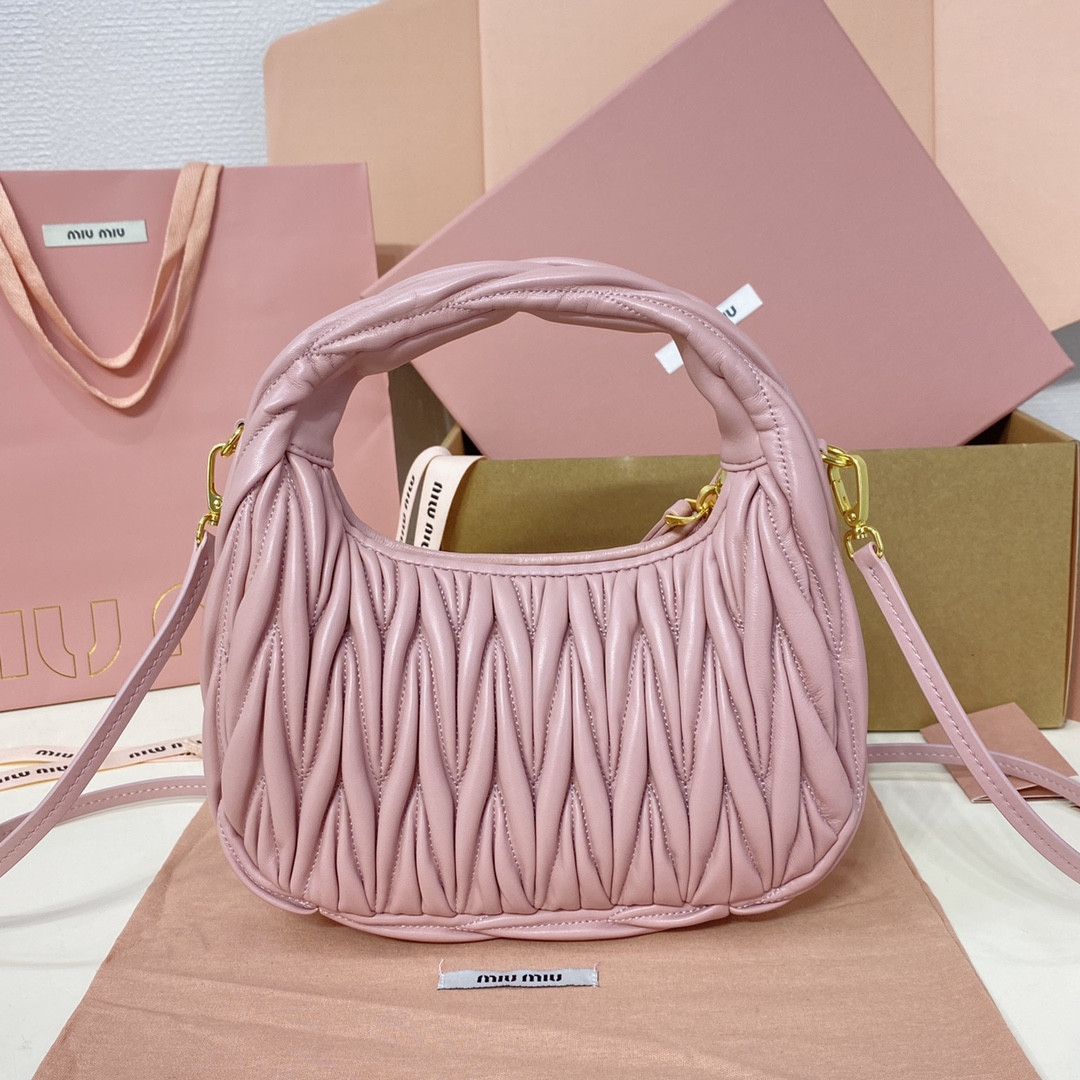 Miu Miu Wander matelassé nappa leather hobo bag 17x20x6cm