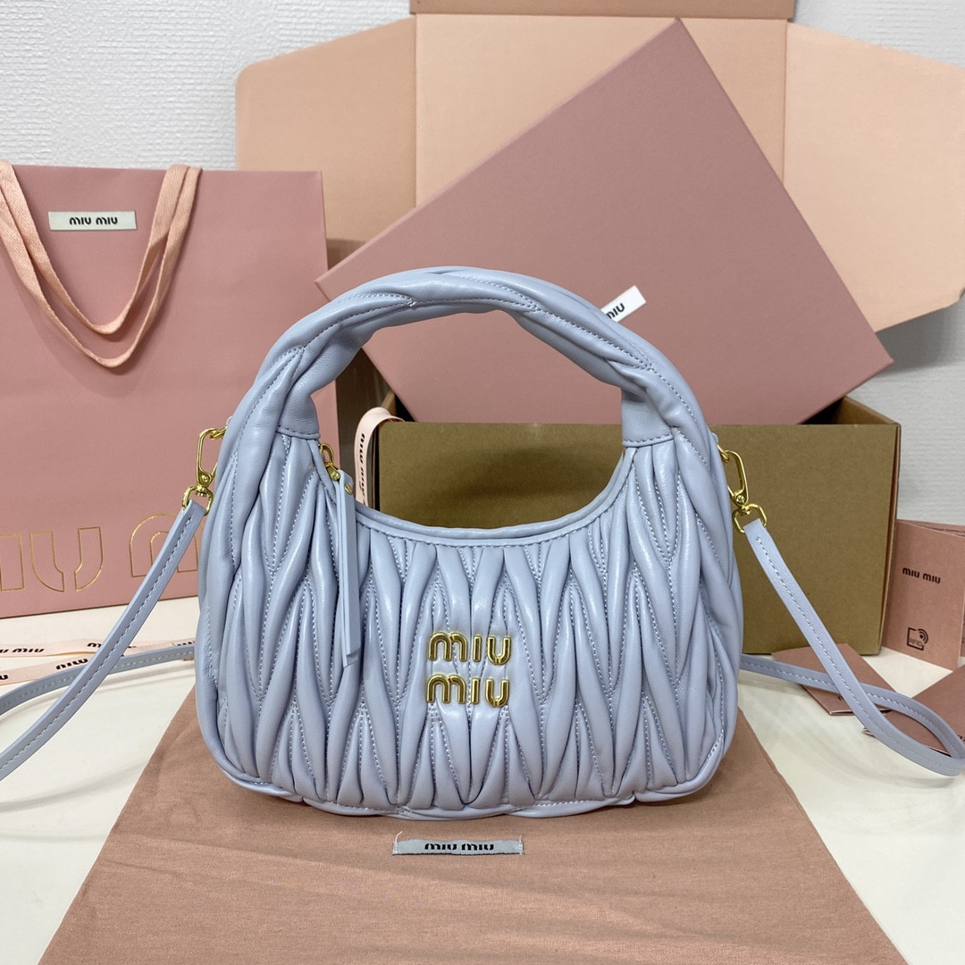 Miu Miu Wander matelassé nappa leather hobo bag 17x20x6cm