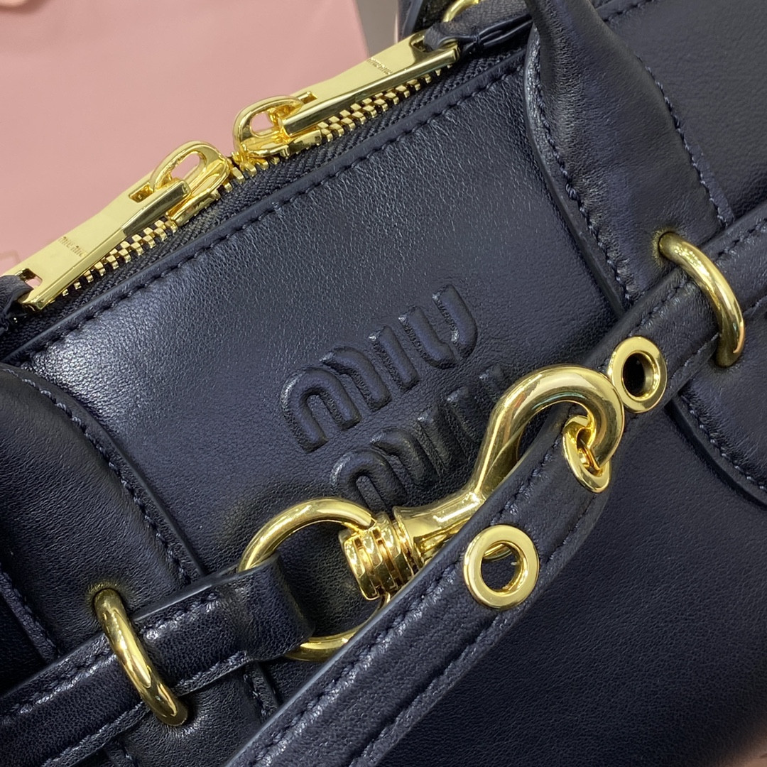 Miu Miu Aventure nappa leather top-handle bag 17x33x11cm