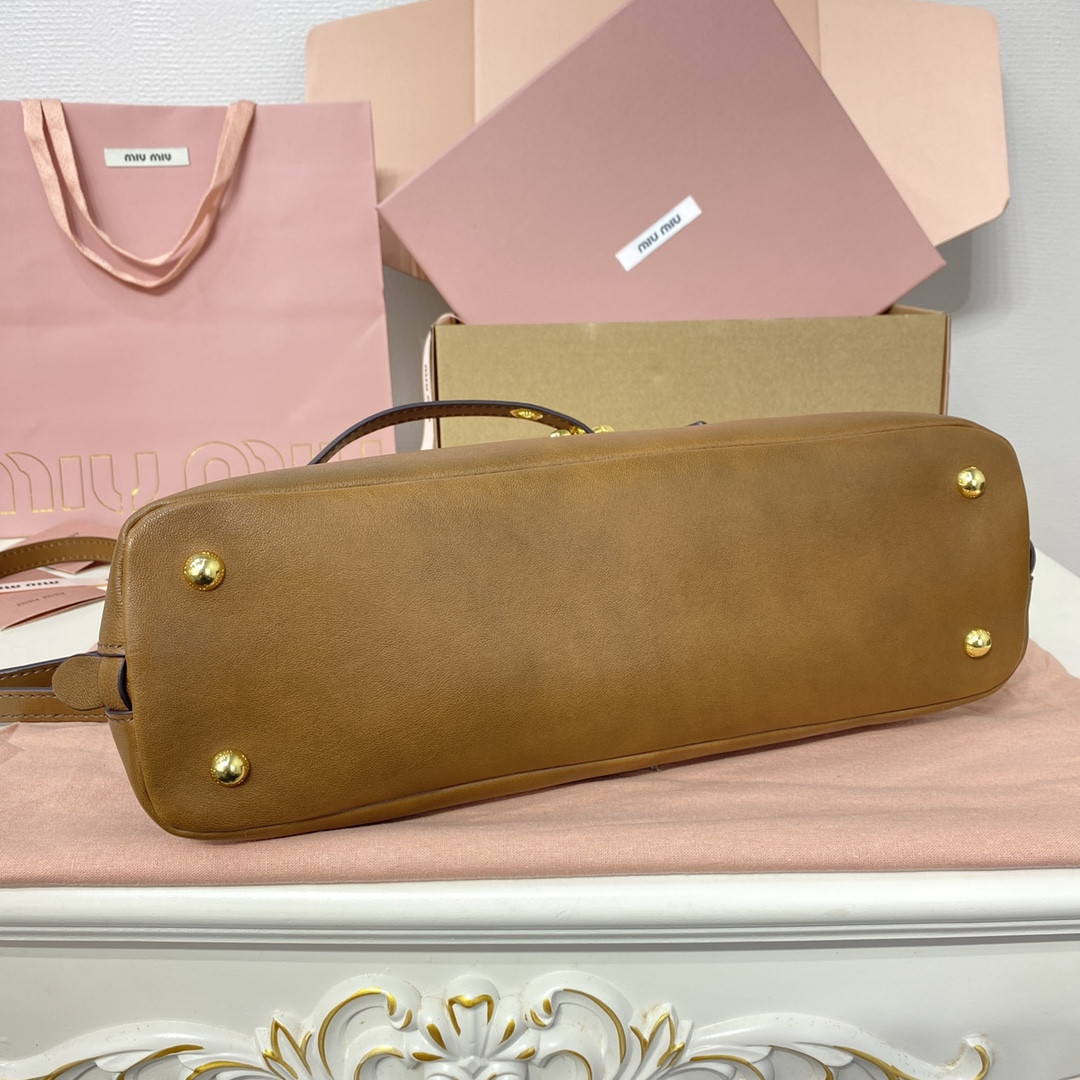 Miu Miu Aventure nappa leather top-handle bag 17x33x11cm