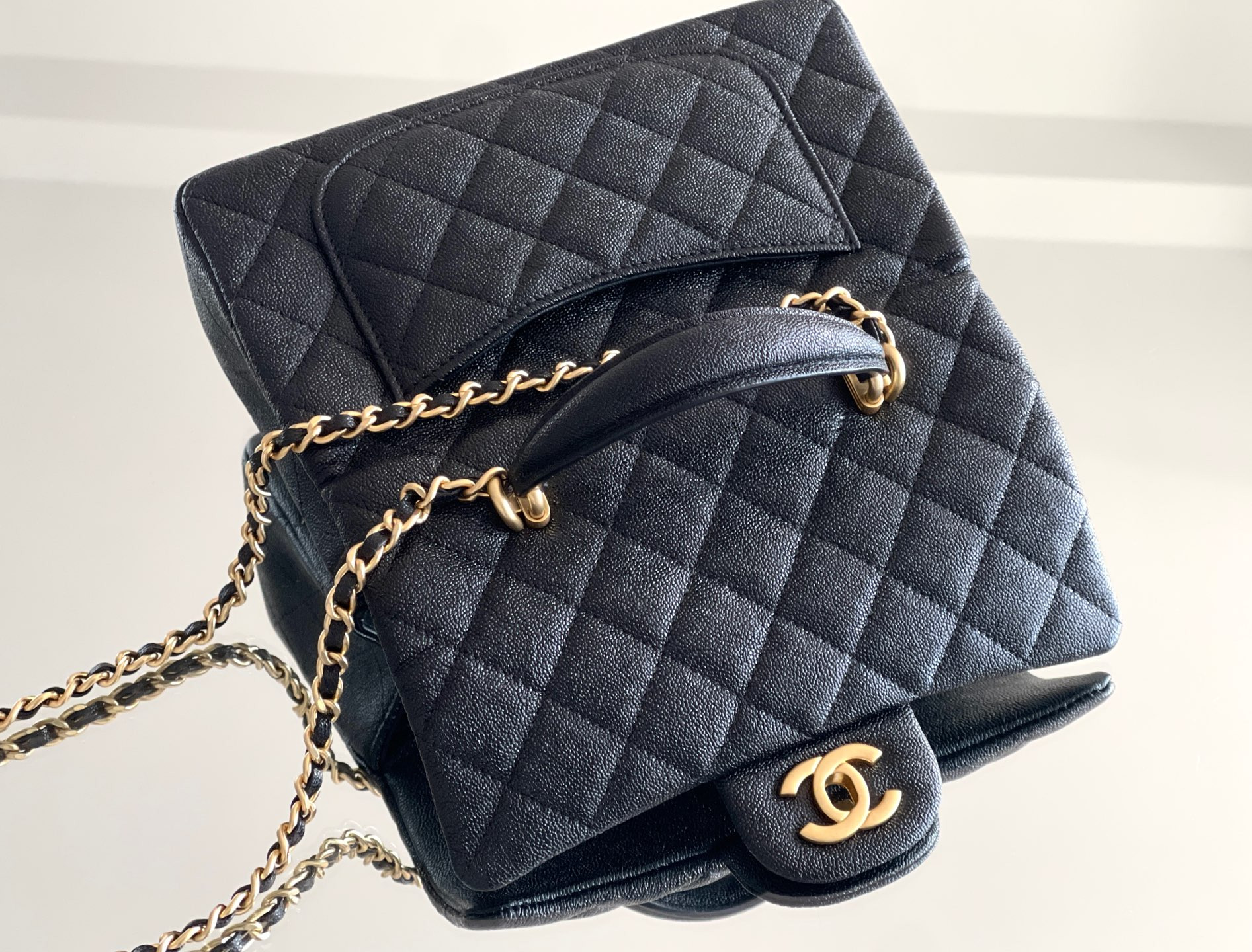 Ch*el mini classic handbag with top handle 13x20x9cm