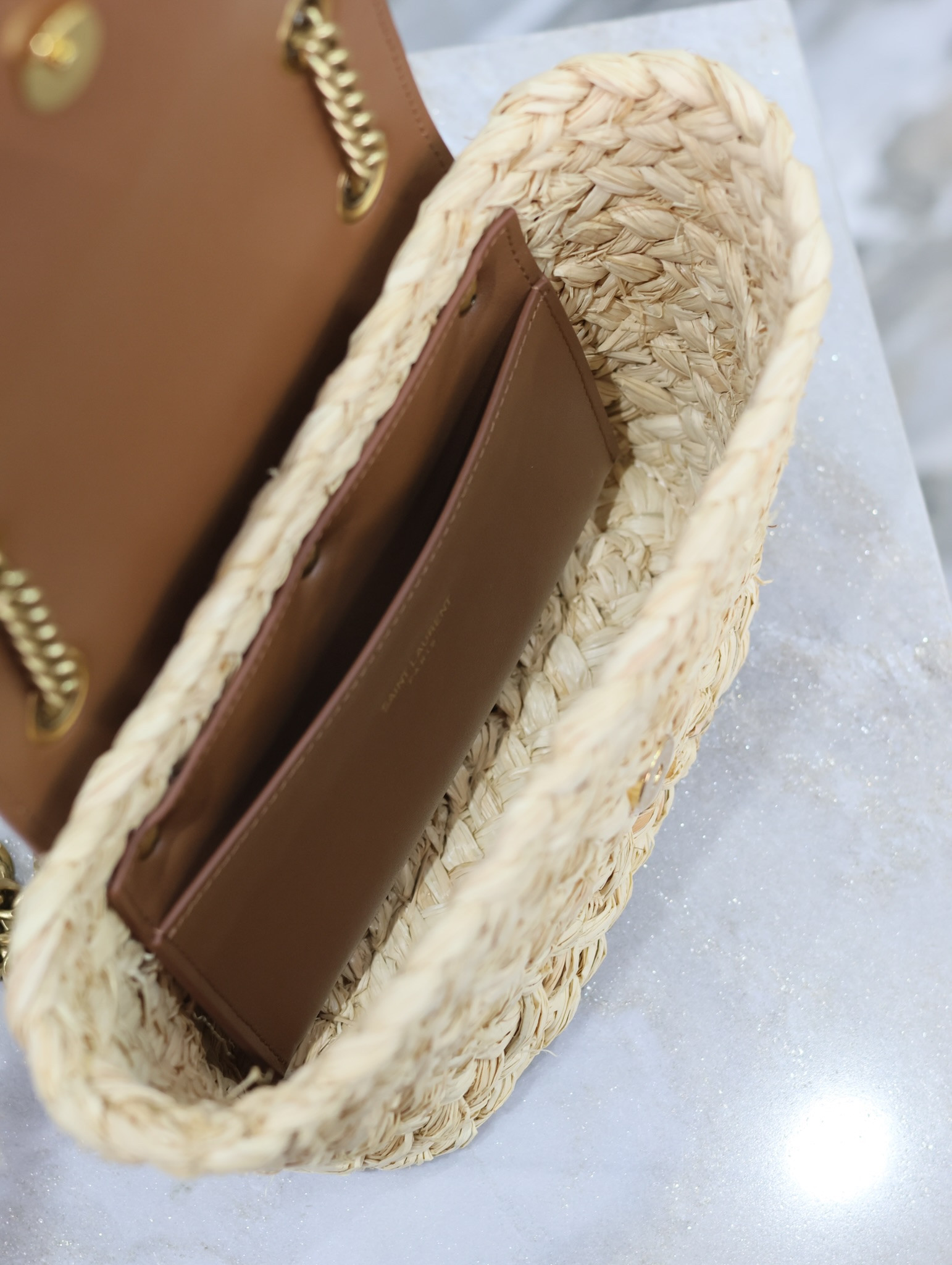 Y*L mini manon (raffiaaged vegetable tanned leather) 774269 23x12x6cm