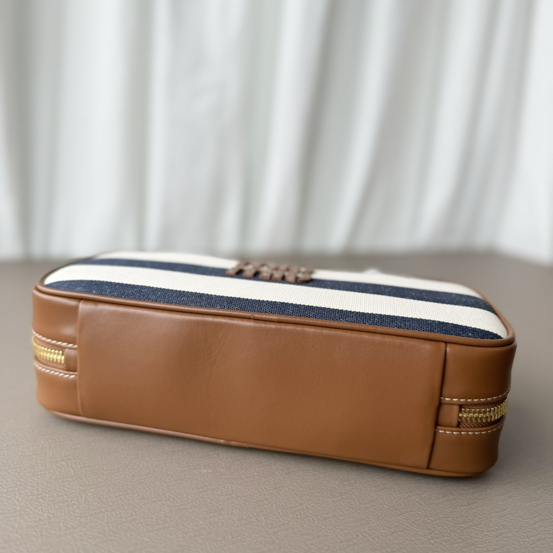Miu Miu Beau canvas and leather bag 11.5x28x8cm