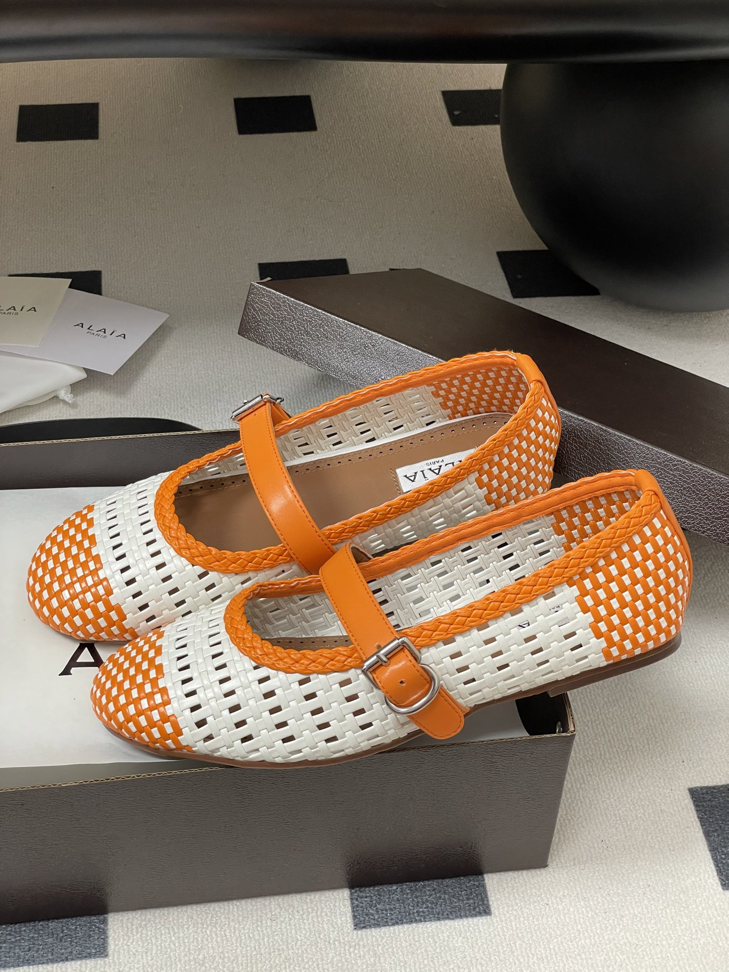 UA Alaïa Hollow Woven Mary Jane Flats(Customized Size 7-10 days production time)