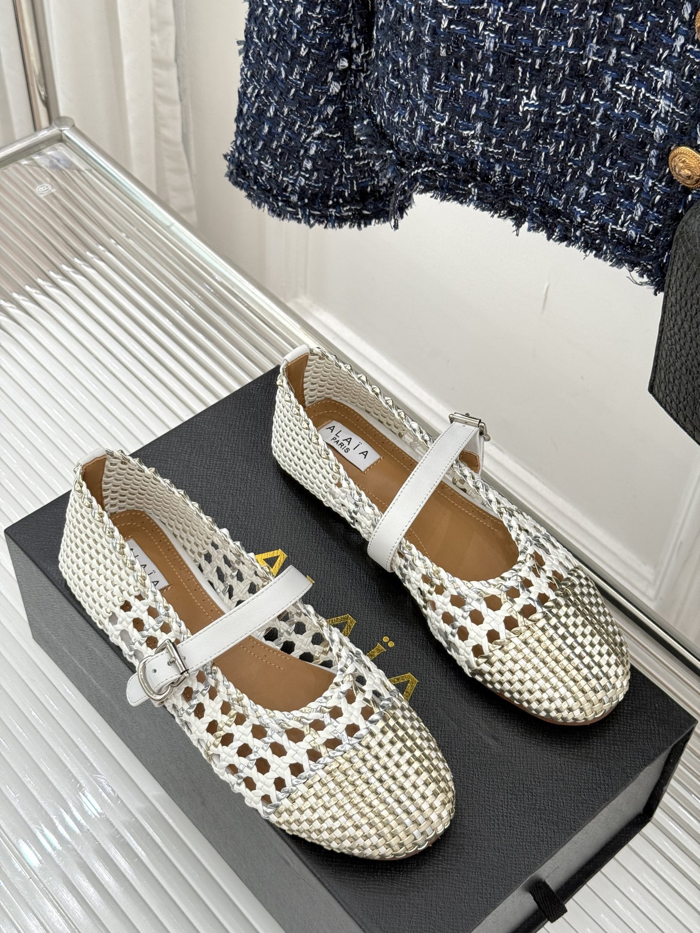 UA Alaïa Hollow Woven Mary Jane Flats(Customized Size 7-10 days production time)