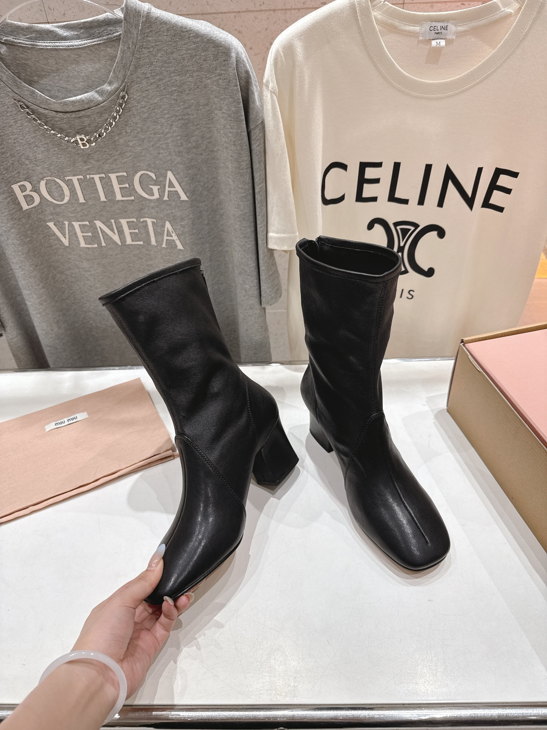 UA Miu Miu Nappa Leather Booties 7cm Heel