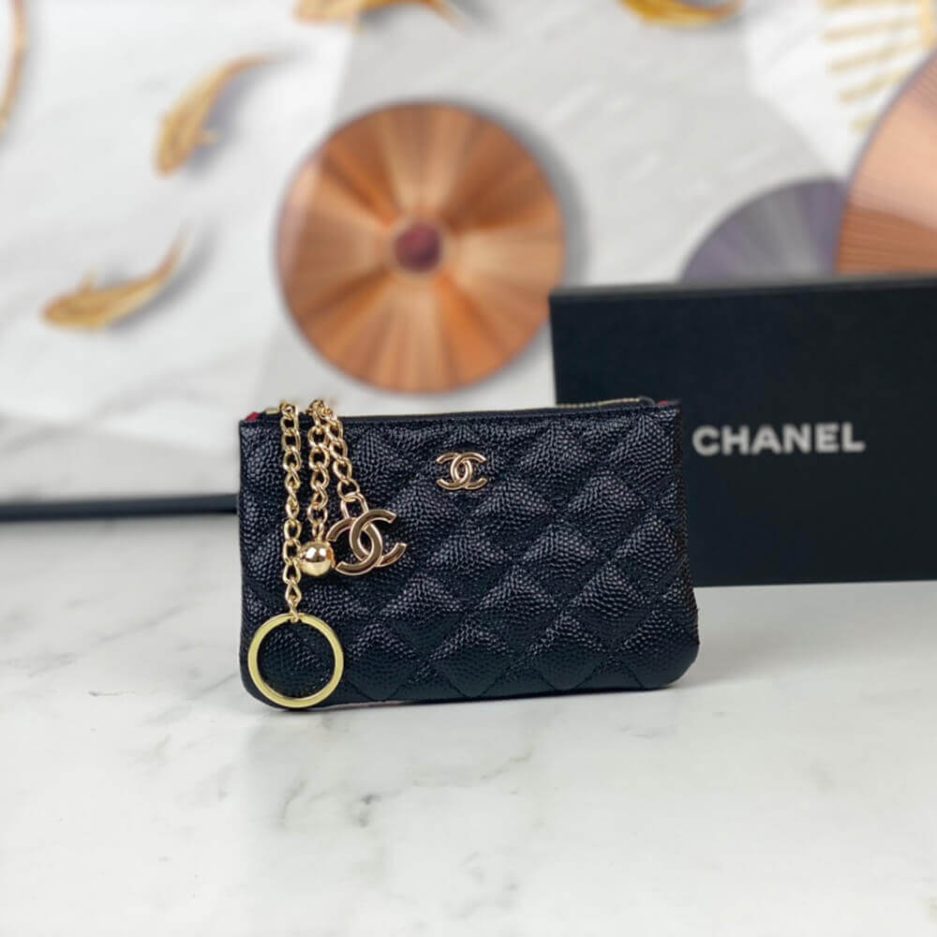 Ch*el classic small zip clutch